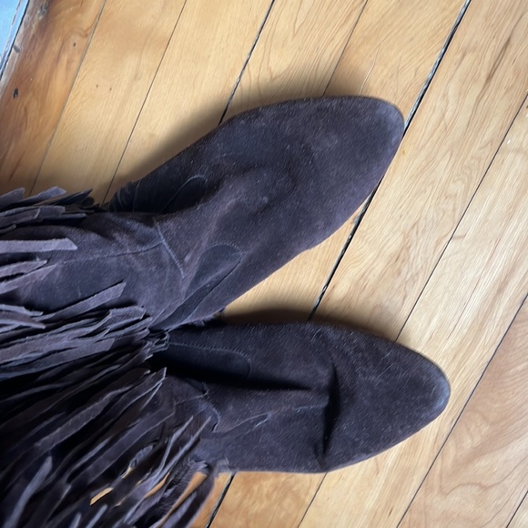 Leather fringe knee high boots - Picture 3 of 5